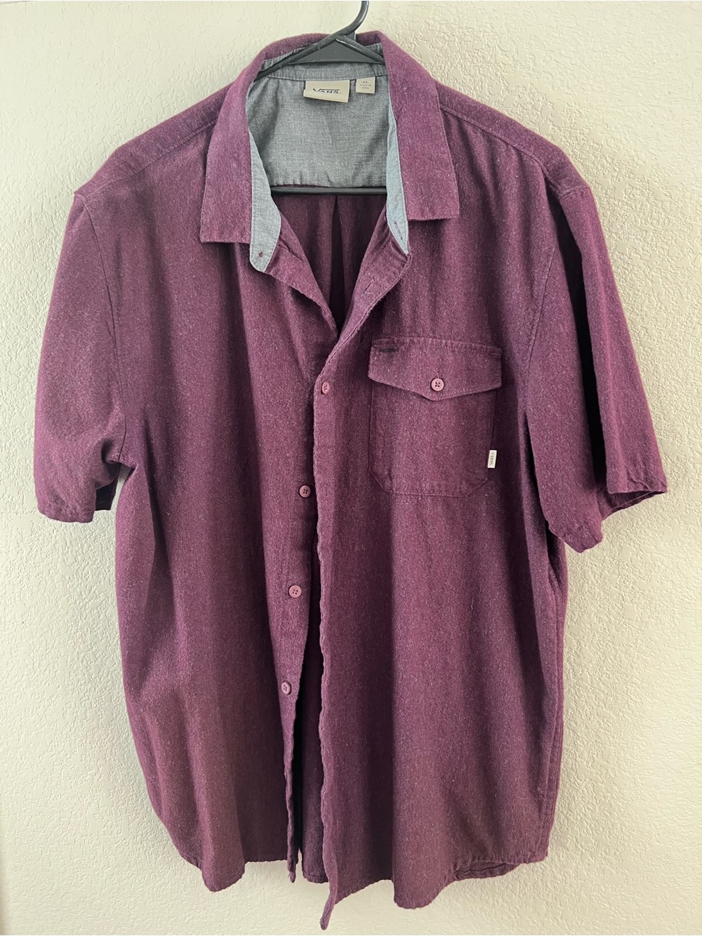 Vans Men’s Short Sleeve Button-Down Shirt in Plum